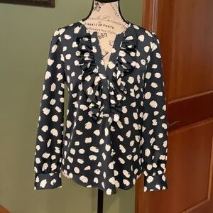 J. Crew Navy and White Blouse, Size XS